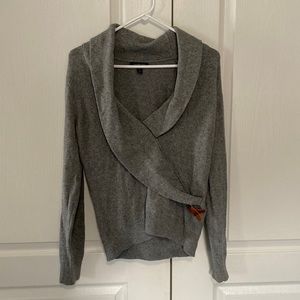 Land’s End women’s sweater - size small gray wool with leather accent strap